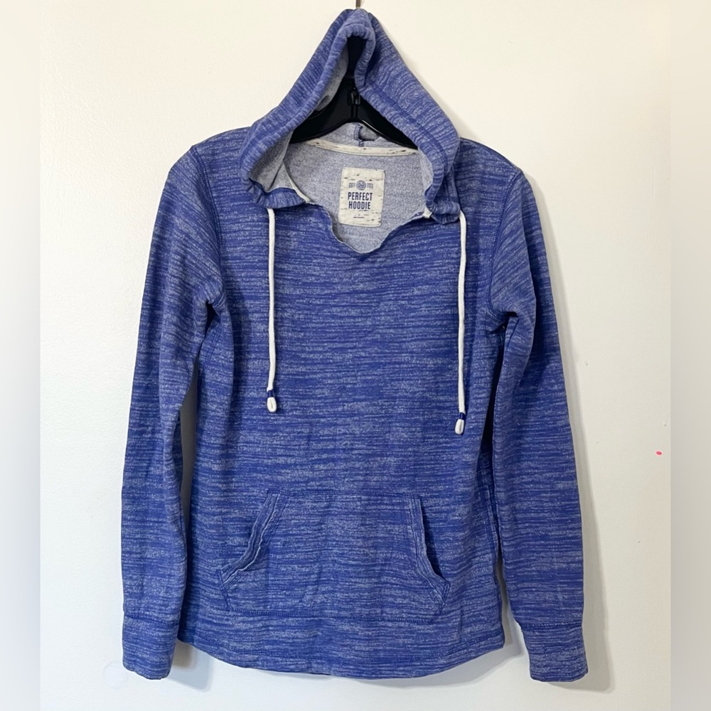 SO Perfect Hoodie Blue Space Dye Pullover Athleisure Cozy Casual Streetwear